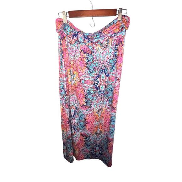 Cynthia Raleigh women’s  XL bohemian geometric stretchy foldover Maxi Skirt ￼ - Picture 1 of 7